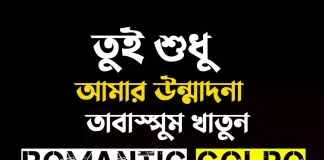 তুই শুধু আমার উন্মাদনা গল্পের লিংক || তাবাস্সুম খাতুন তুই শুধু আমার উন্মাদনা - Romantic Golpo